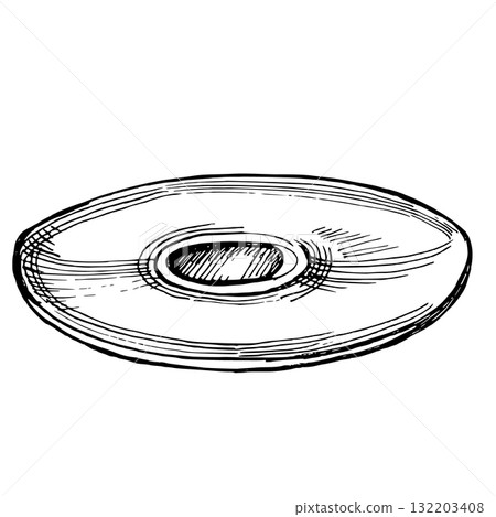A porcelain saucer for a coffee cup. Realistic vector illustration for coffee shop interiors, menu design, packaging printing, kitchen accessories, and textiles. A porcelain saucer for a coffee cup. Realistic vector illustration for coffee shop interiors, menu design, packaging printing, kitchen accessories, and textiles. 132203408