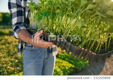 Adult farmer is outdoors 132203609