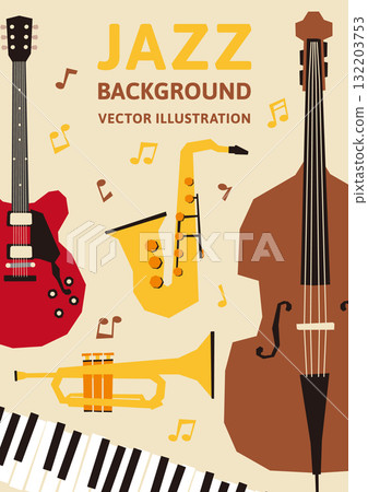 Vertical A-size background material. Vector illustration of a jazz band retro poster design 132203753