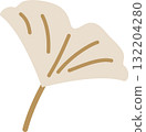 ginkgo leaf of autumn element, flat vector illustration cartoon design 132204280