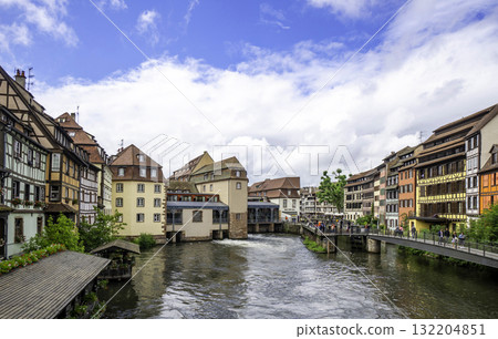 Strasbourg scenic river canal and architecture view, Alsace regi 132204851