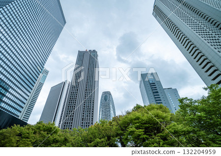 High-rise buildings and cloud sky - Shinjuku, Tokyo, Japan High-rise buildings and cloud sky - Shinjuku, Tokyo, Japan 132204959