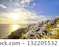 Oia village, Santorini, Greece. sunset view of traditional houses in Santorini. Small narrow streets and rooftops of houses, churches and hotels. Landscape 132205532
