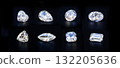 collection of Diamond Shapes Isolated on black Background 132205636