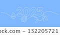 2025 christmas background one line drawing continuous 132205721