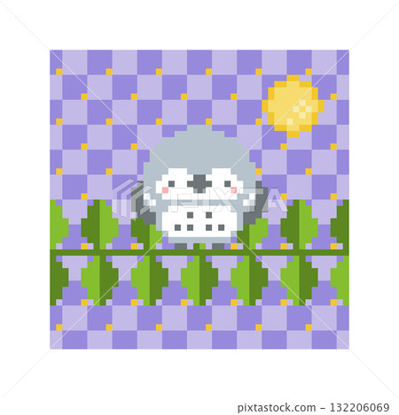 Night sky and gray owl pixel art 132206069