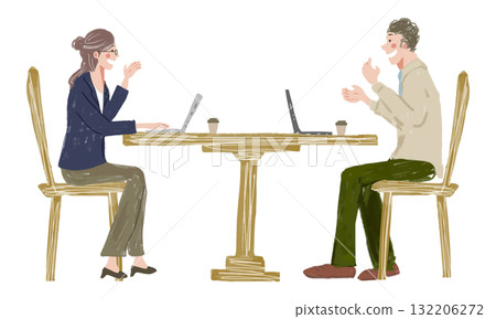 男女以休閒方式會面 132206272