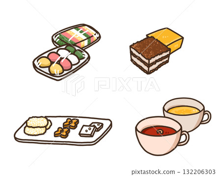 Korean traditional sweets and tea 132206303