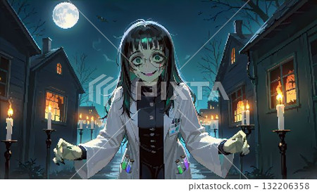 Illustration of a zombie mad scientist for Halloween 132206358