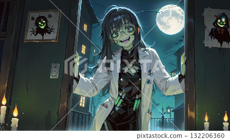 Illustration of a zombie mad scientist for Halloween Illustration of a zombie mad scientist for Halloween 132206360