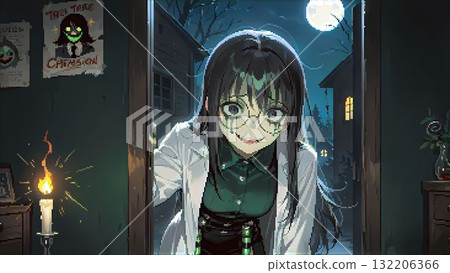 Illustration of a zombie mad scientist for Halloween 132206366