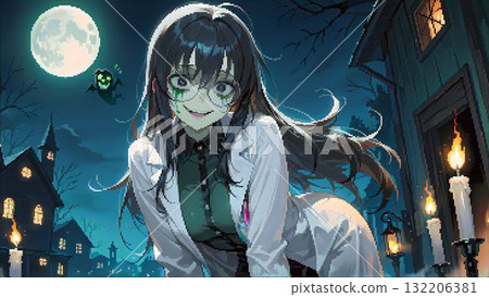 Illustration of a zombie mad scientist for Halloween 132206381