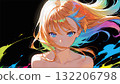 像素藝術,抽象插圖,描繪了一位長髮女子,在黑色背景下採用彩色配色方案 像素藝術,抽象插圖,描繪了一位長髮女子,在黑色背景下採用彩色配色方案 132206798