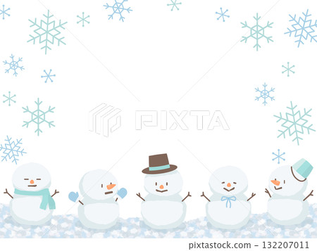 五個雪人和雪花框架 五個雪人和雪花框架 132207011