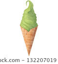 Matcha flavored soft serve ice cream watercolor 132207019