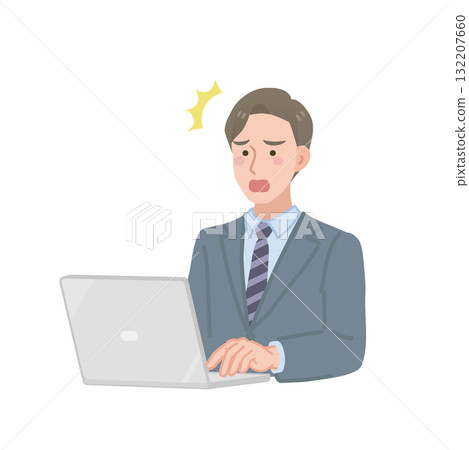 商人對電腦螢幕感到震驚 商人對電腦螢幕感到震驚 132207660