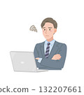 A businessman looking at a PC screen and worrying 132207661