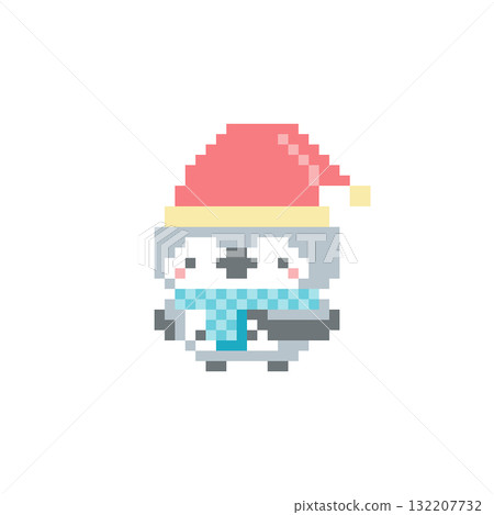 灰色貓頭鷹聖誕老人像素藝術 灰色貓頭鷹聖誕老人像素藝術 132207732