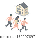 孩子們跑去上學的等距插圖（學校場景） 132207897