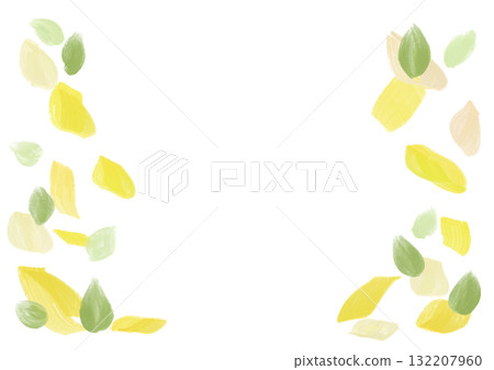 A frame of yellow flowers and leaves of ginkgo trees spreading vertically A frame of yellow flowers and leaves of ginkgo trees spreading vertically 132207960