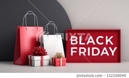 Black Friday shopping bags and gift boxes promotion Black Friday shopping bags and gift boxes promotion 132208049