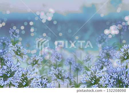 百子蓮和閃閃發光的背景 132208098