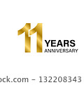 11 years anniversary gold icon vector for graphic design, logo, website, social media, mobile app, UI illustration 132208343