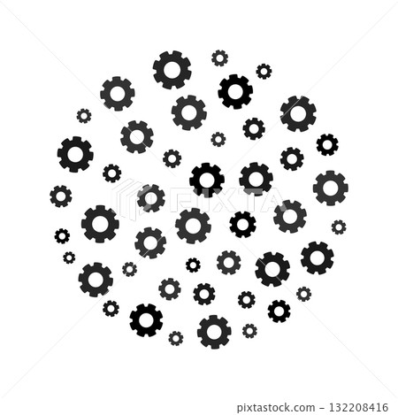 Cluster of gears - vector cog wheels concept illustration or banner 132208416
