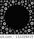 Circles and gears pattern with a dark center - vector illustration or frame 132208419