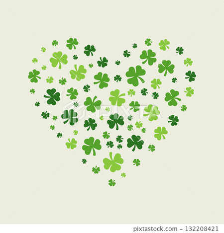 Clover leaf hearts with shamrock accents - vector illustration or banner 132208421
