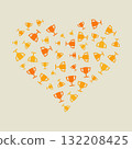 Heart-shaped cluster of awards and trophies - vector illustration 132208425