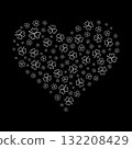 Heart-shaped sign with clover signs against black background - vector illustration or banner 132208429