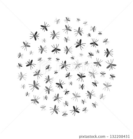 Mosquitoes - vector round concept illustration or banner 132208431