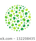 Shamrock round illustration consisting of numerous clover leaves - vector banner 132208435