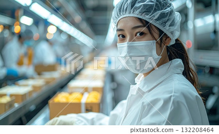 人工智慧生成的身穿白色防護衣工作的女性圖像 人工智慧生成的身穿白色防護衣工作的女性圖像 132208464