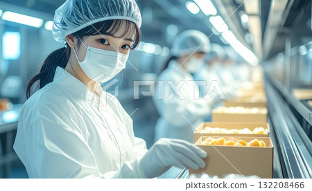 人工智慧生成的身穿白色防護衣工作的女性圖像 132208466