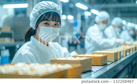 人工智慧生成的身穿白色防護衣工作的女性圖像 132208467