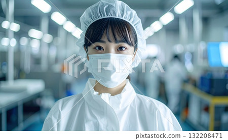 人工智慧生成的身穿白色防護衣工作的女性圖像 人工智慧生成的身穿白色防護衣工作的女性圖像 132208471