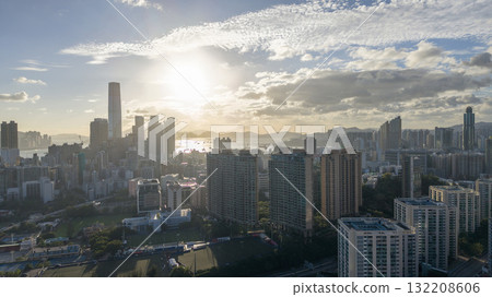 Sept 27 2025 Golden Sunset Over South Kowloon Urban Skyline 132208606