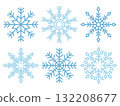 一組 6 個雪花圖示 - 藍色 132208677
