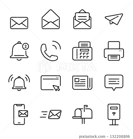 Simple icon set | Email, notification, announcement, contact Simple icon set | Email, notification, announcement, contact 132208806