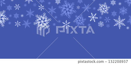 Cartoon Illustration Of Horizontal Banner Of Festive Snowy Ice Crystals Cartoon Illustration Of Horizontal Banner Of Festive Snowy Ice Crystals 132208937
