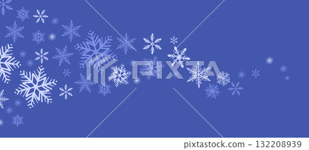Cartoon Illustration Of Wave Of Blue Snowflakes On Dark Blue Background Cartoon Illustration Of Wave Of Blue Snowflakes On Dark Blue Background 132208939