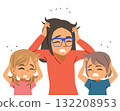 Stressed Family Having Problems with Lice Vector Illustration 132208953