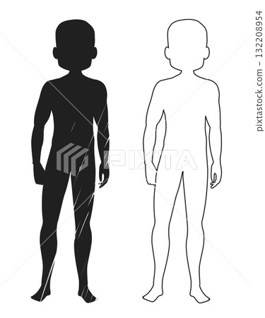 Male Body Vector Silhouette Illustration Isolated On White Background Male Body Vector Silhouette Illustration Isolated On White Background 132208954