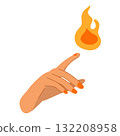 Cartoon Illustration Of Hand Creating A Fire Flame Isolated On White Background 132208958