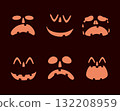 Cartoon Illustration Of Pumpkin Faces Collection On Black Background 132208959