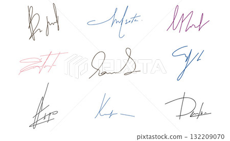 Fake autograph hand drawn signature doodle sketch free hand pen sign. Ink name sample for contract, certificate, scribble line font. Fake autograph hand drawn signature doodle sketch free hand pen sign. Ink name sample for contract, certificate, scribble line font. 132209070