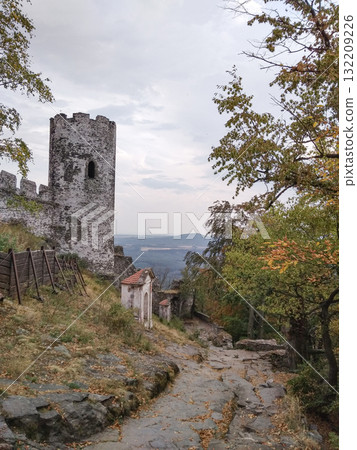 Bezdez, Czech republic - August 2, 2018: Bezdez castle tower in czechia Bezdez, Czech republic - August 2, 2018: Bezdez castle tower in czechia 132209226