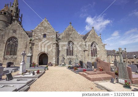 Parish close church of Bodilis, finistere, brittany, france 132209371